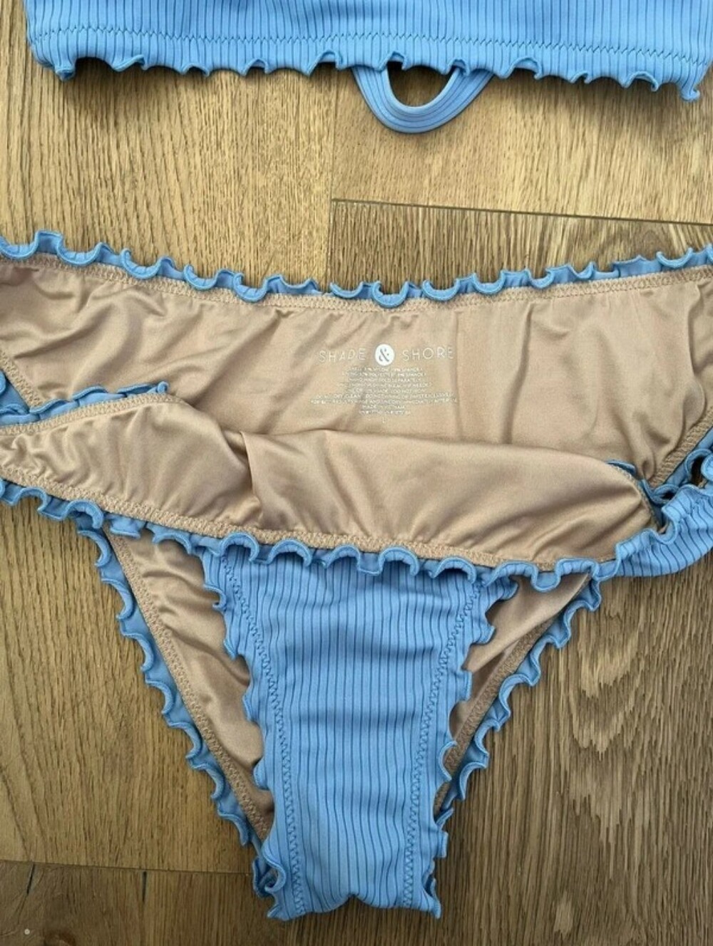 Shade & Shore Light Blue Ribbed Ruffle Bikini Set - Picture 2 of 3